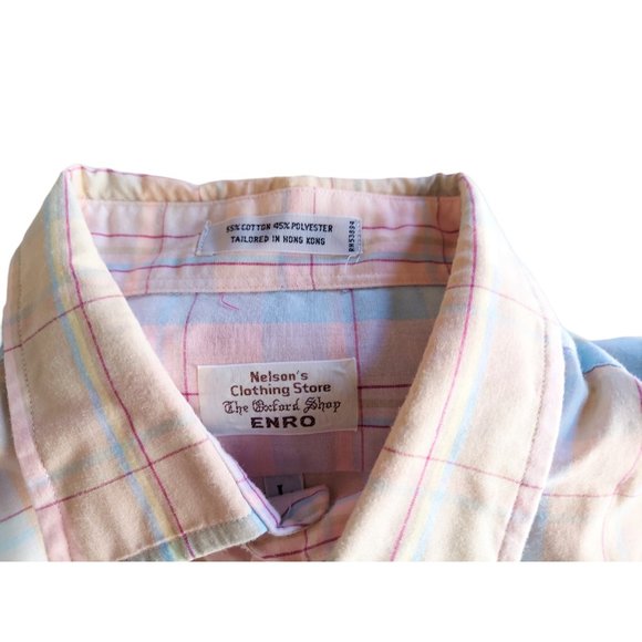 VTG ENRO Men's Plaid Button Front Short Sleeved Shirt Size Large - Picture 9 of 9